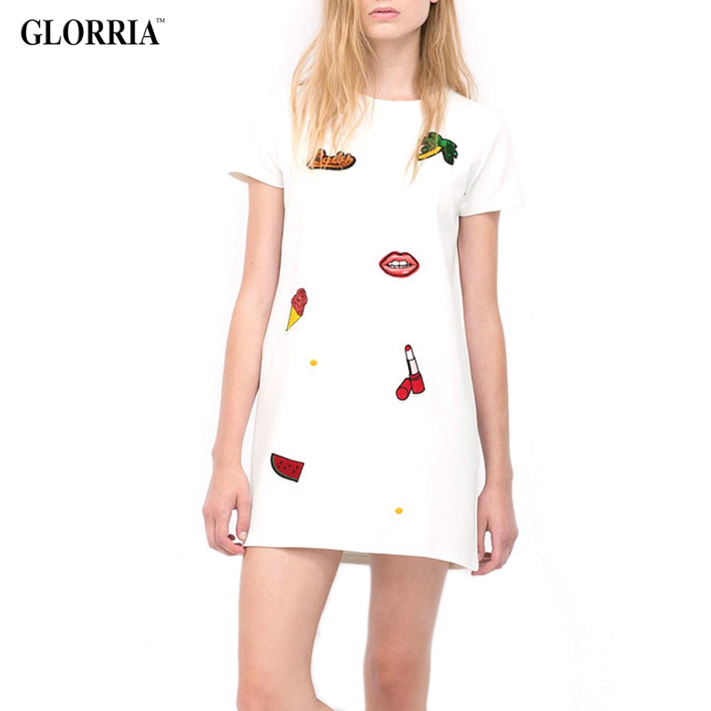 Glorria-Girls-Women-Print-Short-Sleeve-Super-Mini-Dresses-Summer-Style-Casual-Fashion-O-Neck-Straigh-32484851095