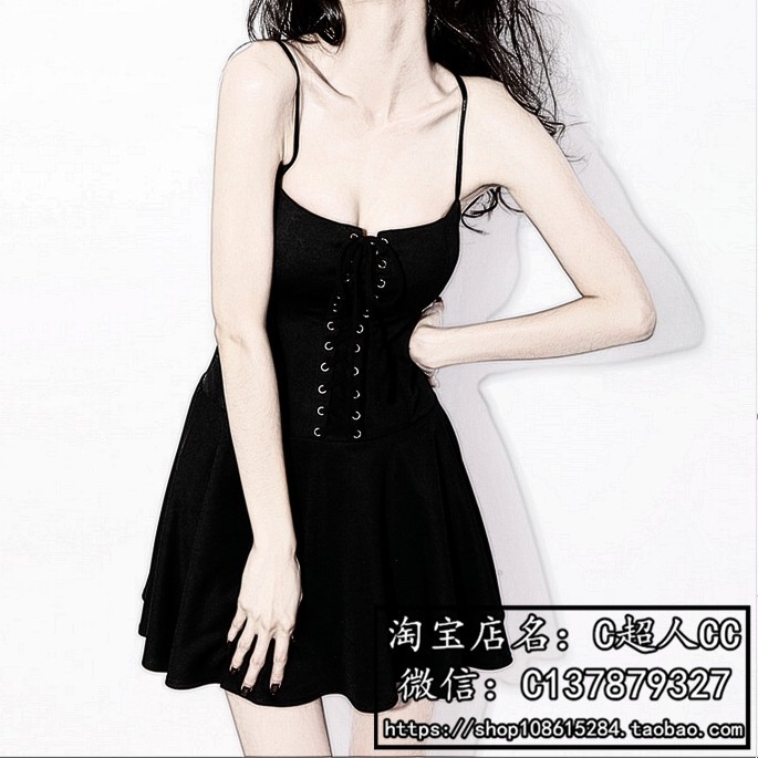 Gothic-Girl-Series-sexy-low-cut-lace-waist-high-waist-retro-punk-dress-32659556514