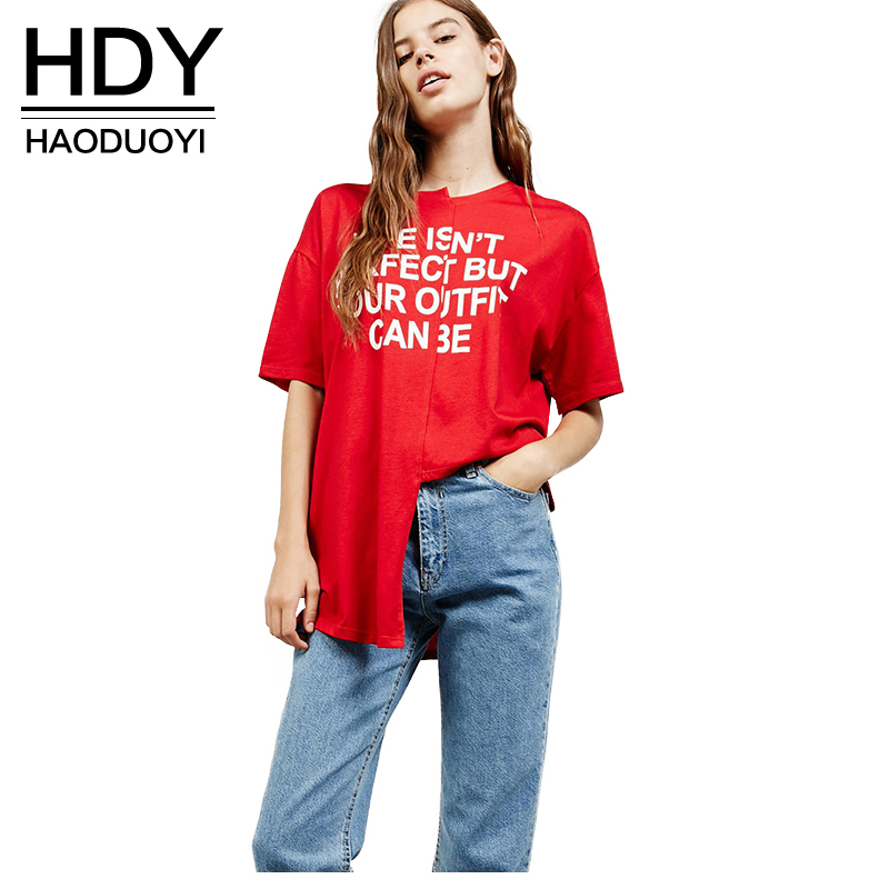 HDY-Haoduoyi-Asymmetrical-Basic-Tops-Women-Short-Sleeve-Female-Letter-Print-Pullover-Tops-Street-Loo-32787989598