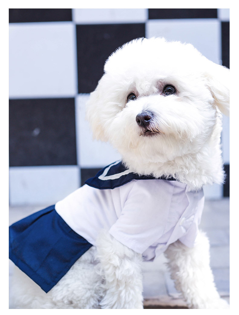 HOOPET-Pet-Dog-Clothes-Small-Dog-Youth-Campus-Sailor-Suit-Light-Breathable-Solid-Spring-Summer-Dress-32641651963