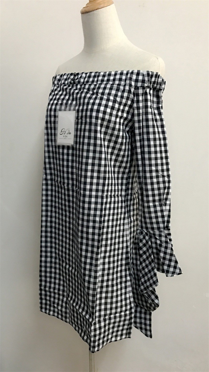 HSA-Spring-New-Arrivals-Women-Mini-Dresses-Black-and-White-Plaid-Sexy-Midi-Vestidos-Summer-bandage-d-32784481899