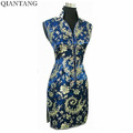 High-Quality-Black-Ladies-Satin-Cheongsam-Mujere-Vestido-Long-Qipao-Dress-Dragon-Phenix-Size-S-M-L-X-32502853135