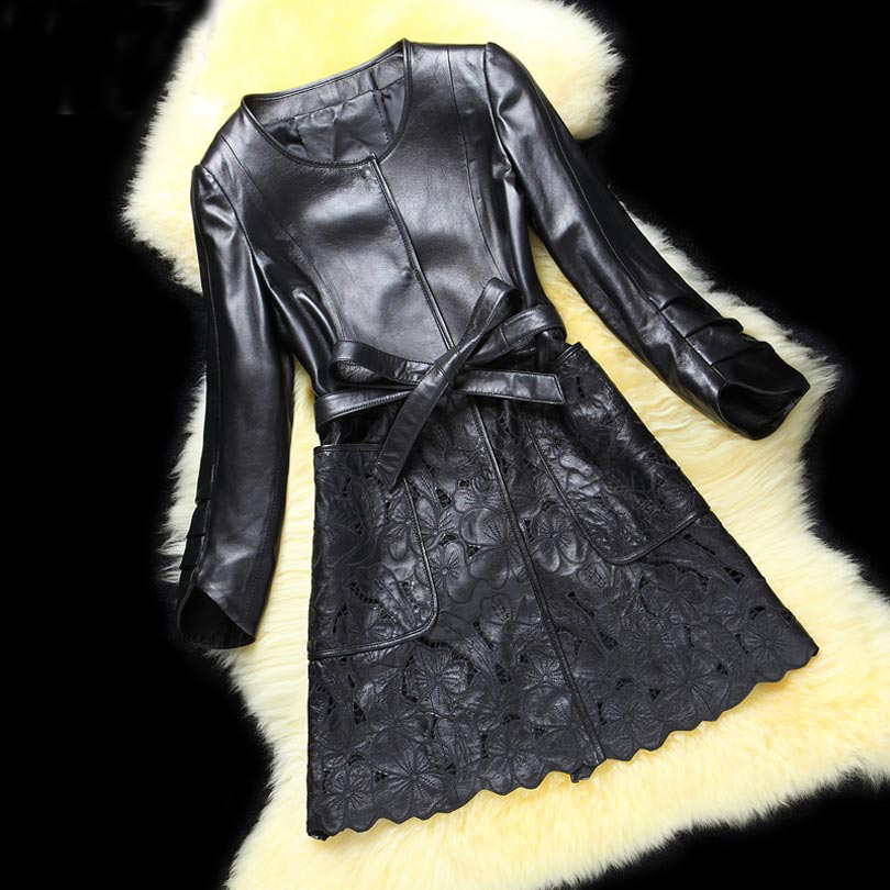 Hot--Winter-Real-Fox-Fur-Coat-Long-Sleeve-Patchwork-Genuine-Leather-Jackets-Women39s-Slim-Rivet-Grad-32714377108