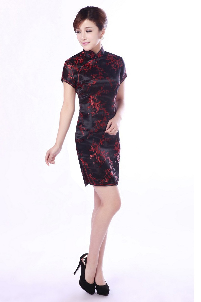 Hot-Sale-Elegant-Black-Chinese-Women39s-Cheongsam-New-Summer-Mini-Qipao-Drees-Size-S-M-L-XL-XXL-Muje-32503668489