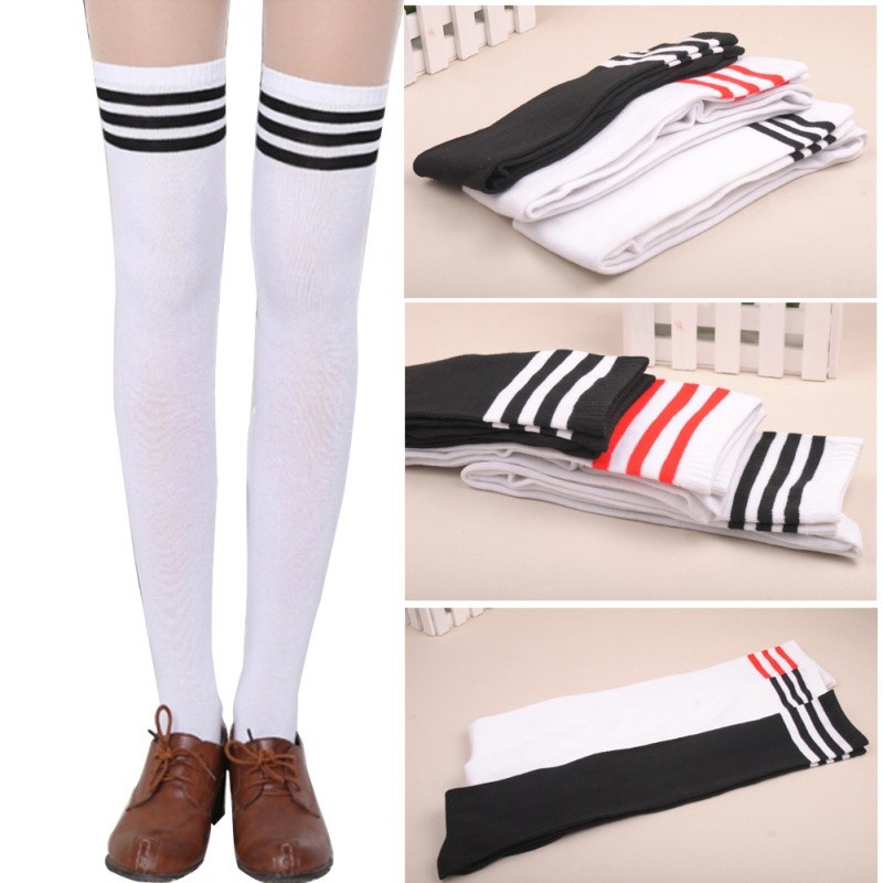 Hot-Thigh-High-Sexy-Cotton-Socks-Women39s-Striped-Over-Knee-Girl-Lady-Sock-32434540032