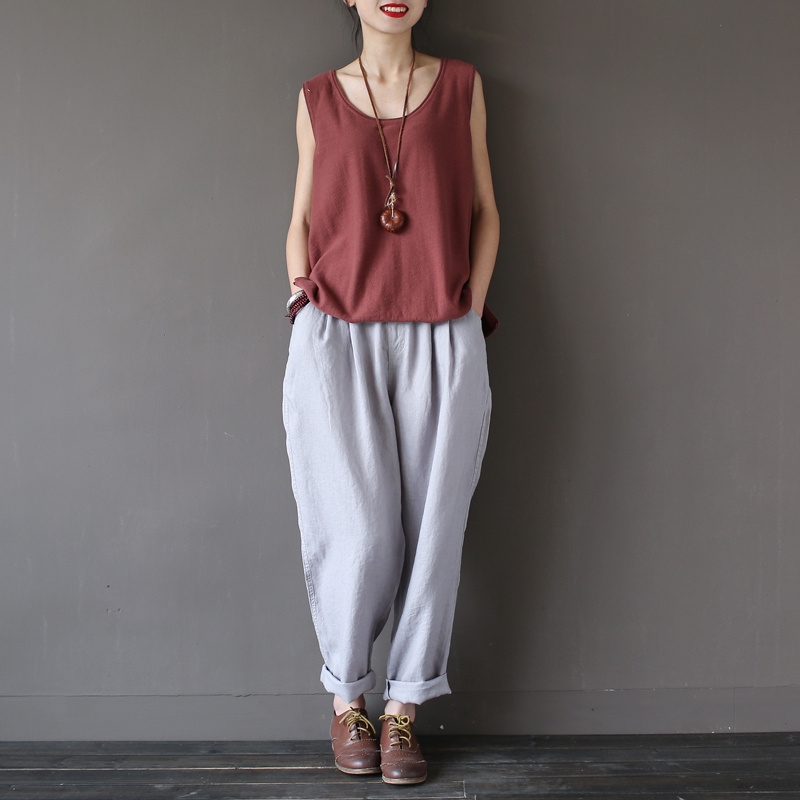 Johnature-12-Colors-Tank-2017-New-Summer-Cotton-Women-Vest-Knitted-Solid-Color-O-neck-Washed-Female--32794167618