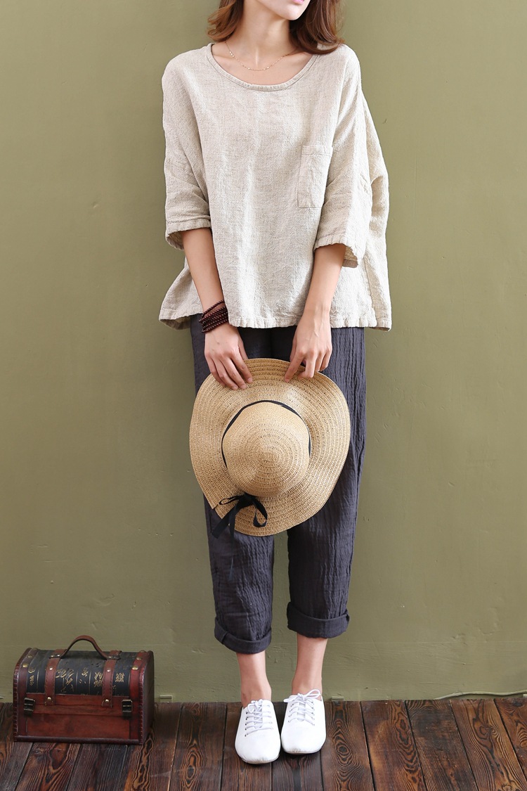 Johnature-2017-Spring-New-Women-T-Shirts-Original-Half-Sleeve-Cotton-Linen-O-Neck-Loose-Casual-High--32647439749