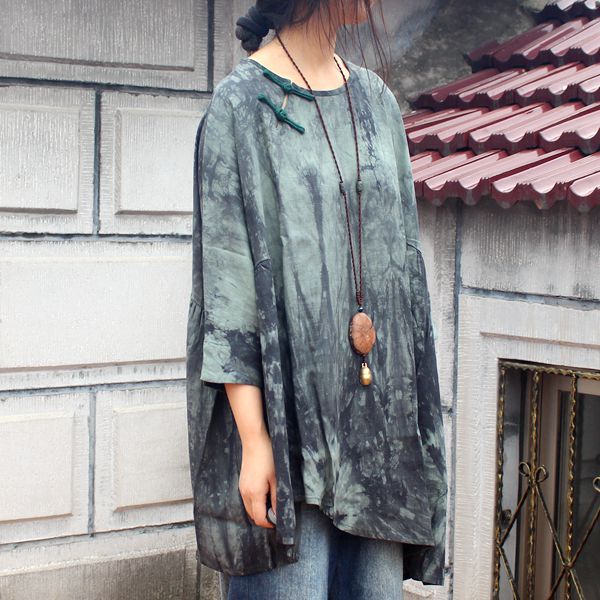 Johnature-Tie-Dye-Flax-Women-Casual-T-Shirts-Summer-Style-2017-New-Cotton-Linen-Loose-Seven-Sleeve-P-32372363148