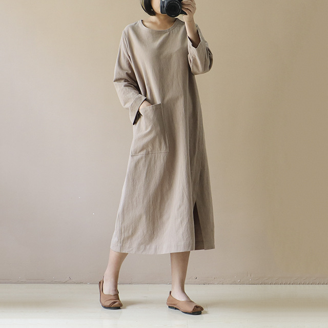 Johnature-Women-Linen-Dress-Brief-2018-Autumn-New-O-Neck-Long-Sleeve-Pockets-Original-Loose-Mori-Gir-32783070541