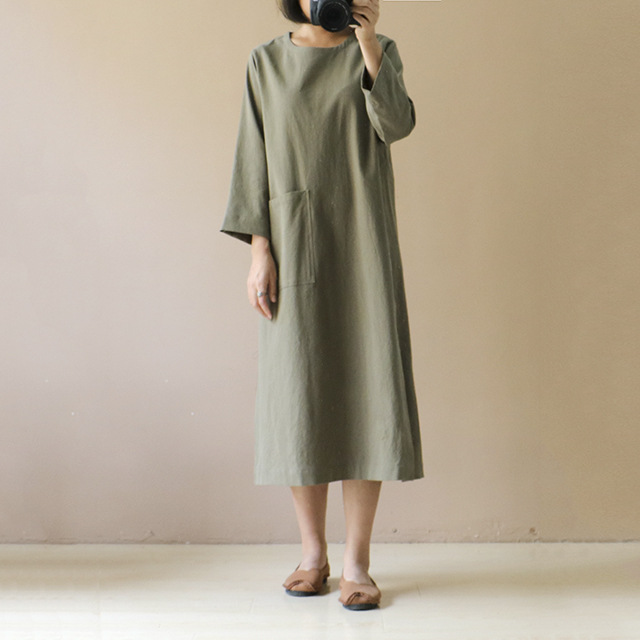 Johnature-Women-Linen-Dress-Brief-2018-Autumn-New-O-Neck-Long-Sleeve-Pockets-Original-Loose-Mori-Gir-32783070541