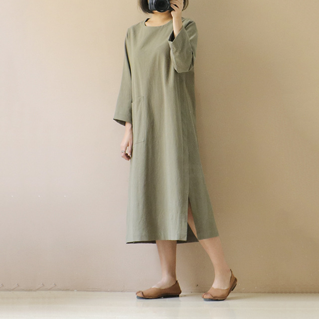 Johnature-Women-Linen-Dress-Brief-2018-Autumn-New-O-Neck-Long-Sleeve-Pockets-Original-Loose-Mori-Gir-32783070541