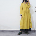 Johnature-Women-Maxi-Dress-Vintage-Robes-2018-Autumn-New-Loose-Cotton-Linen-Stand-Button-2-Colour-Ch-32713859919