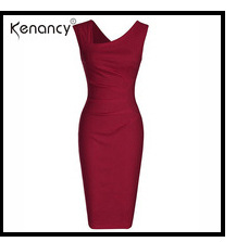 Kenancy-2XL-2-Colors-Elegant-Applique-Red-Flower-Embroidery-V-neck-Office-Dress-Women-34-Sleeve-Shea-32777274843