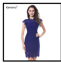 Kenancy-2XL-Retro-Floral-Black-Lace-Patchwork-Pencil-Dress-Women-Party-amp-Office-See-Thru-Short-Sle-32700762114