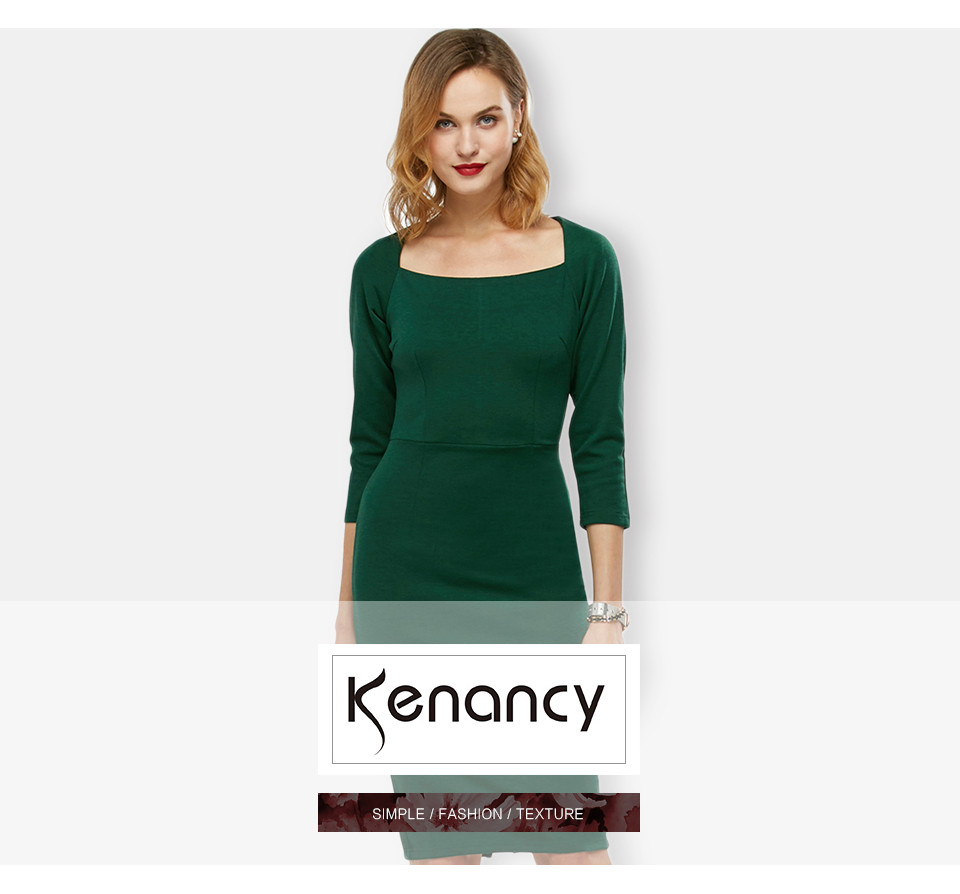 Kenancy-New-Fashion-Style-Women-Autumn-Winter-Dress-Three-Quarter-Sleeve-Square-Collar-Pencil-Bodyco-32778268614