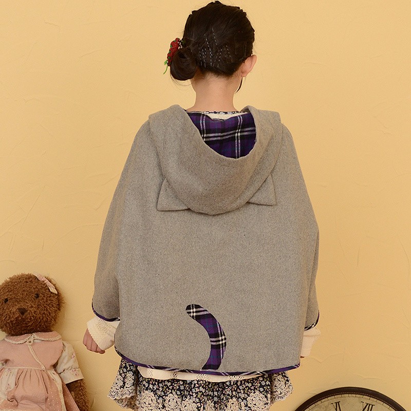 Korea-Style-Autumn-Winter-Women-Girl-Wool-Hooded-Coat-Bomber-Jacket-Cat-Ear-Loose-Cloak-Poncho-Bat-S-32729531129