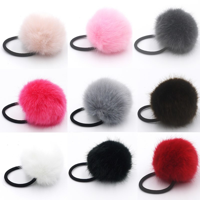 Korean-Artificial-Rabbit-Fur-Ball-Elastic-Hair-Rope-Rings-Ties-Bands-Ponytail-Holders-Girls-Hairband-32751603239