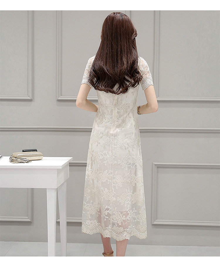 Korean-style-women-short-sleeve-mesh-embroidered-beige-dress-summer--1782LY-32711796209