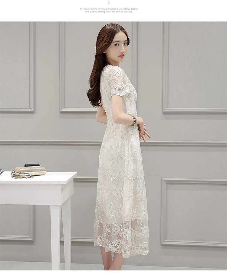 Korean-style-women-short-sleeve-mesh-embroidered-beige-dress-summer--1782LY-32711796209