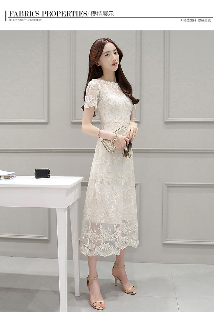 Korean-style-women-short-sleeve-mesh-embroidered-beige-dress-summer--1782LY-32711796209