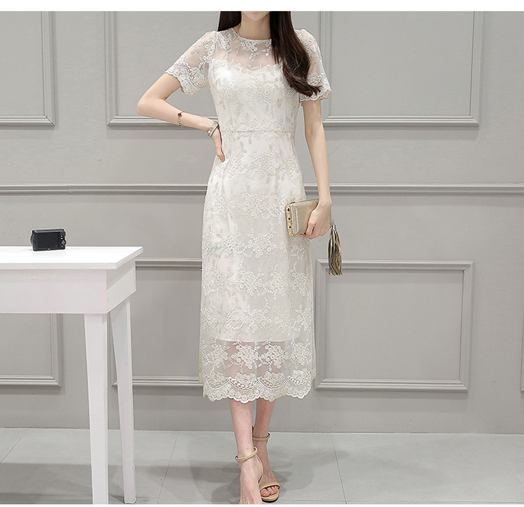 Korean-style-women-short-sleeve-mesh-embroidered-beige-dress-summer--1782LY-32711796209