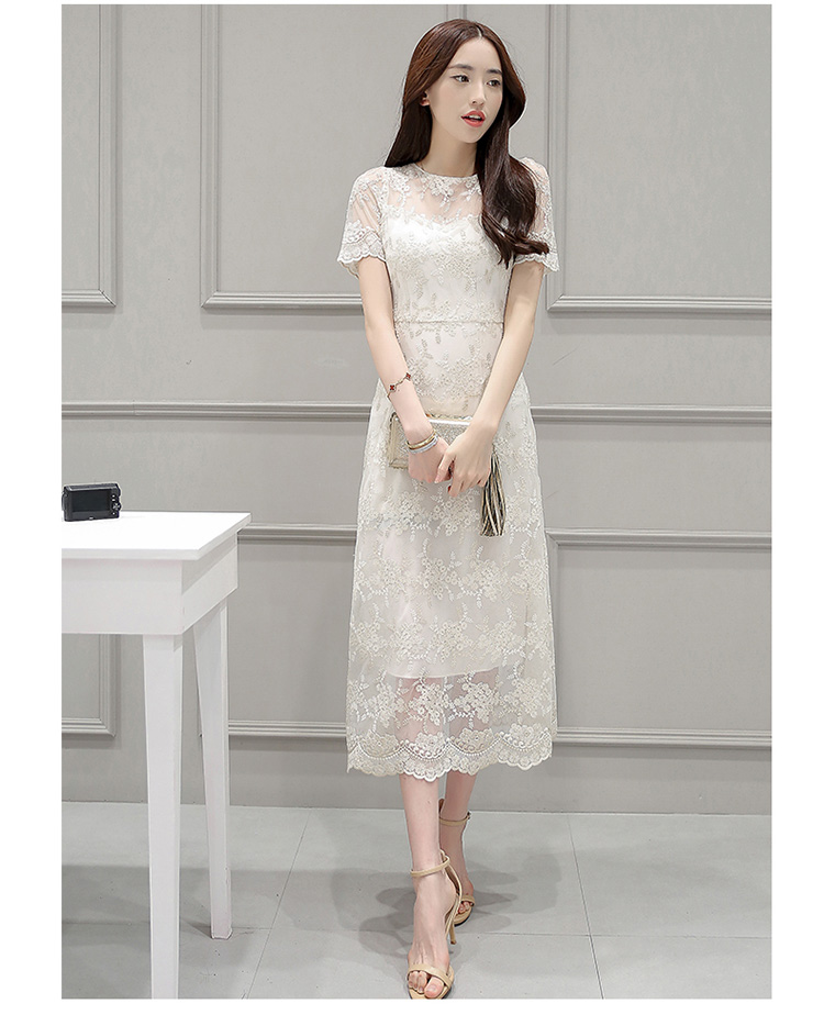 Korean-style-women-short-sleeve-mesh-embroidered-beige-dress-summer--1782LY-32711796209