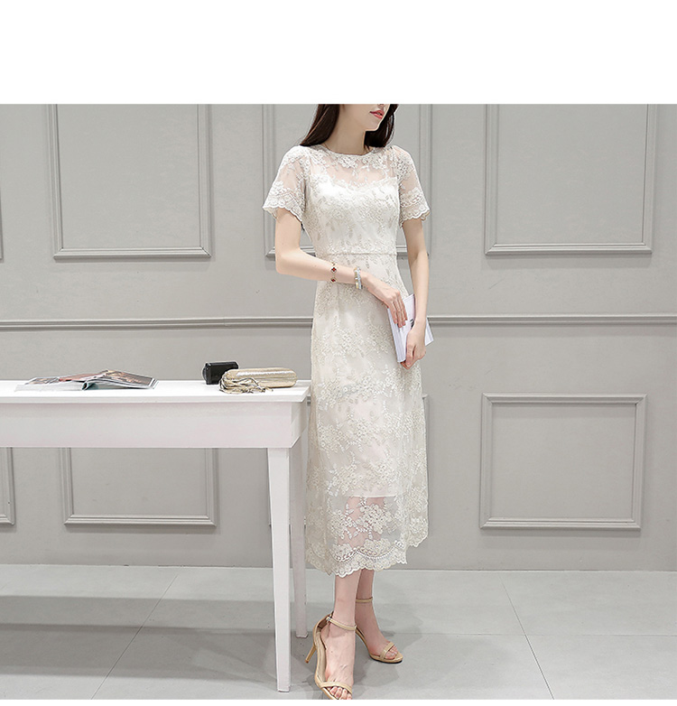 Korean-style-women-short-sleeve-mesh-embroidered-beige-dress-summer--1782LY-32711796209