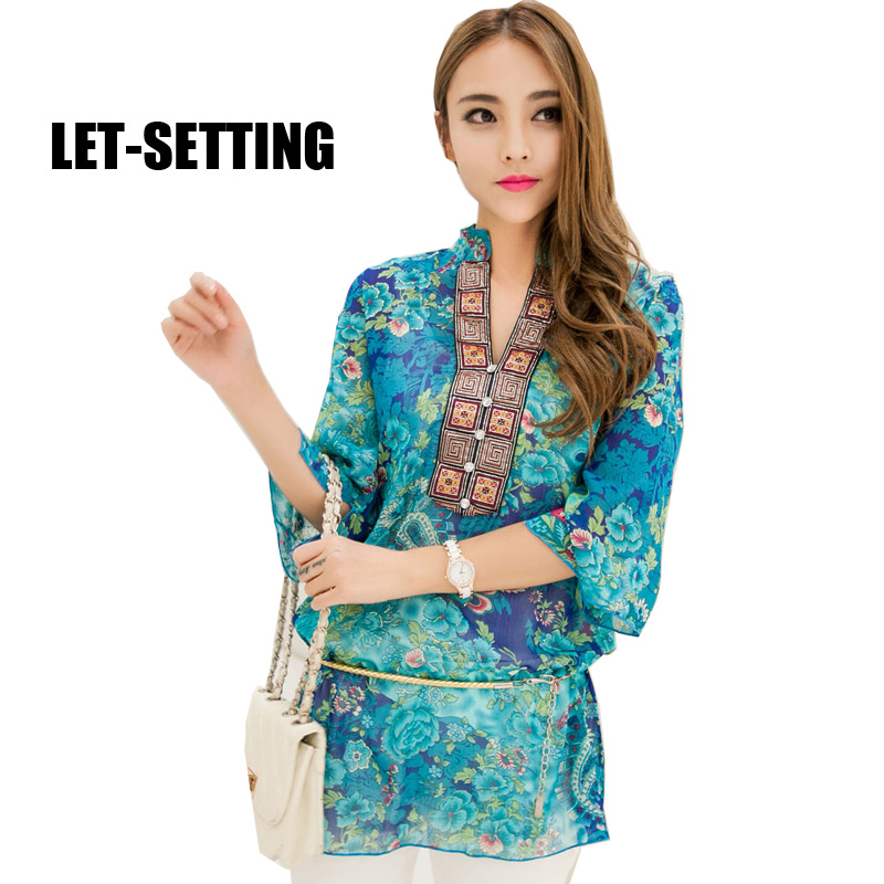 LET-SETTING-SizeMLXLXXL3XL4XL-Summer-suit-V-neck-Floral-women39s-chiffon-print-fashion-dress-plus-si-793248417