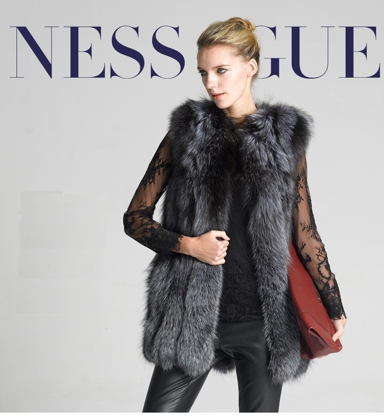 LIYAFUR-Women39s-100-Real-Genuine-Full-Pelt-Silver-Fox-Fur-Long-Vest-Waistcoat-Gilet-Vertical-Strip-32436418865