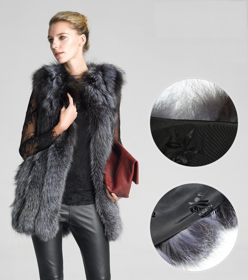 LIYAFUR-Women39s-100-Real-Genuine-Full-Pelt-Silver-Fox-Fur-Long-Vest-Waistcoat-Gilet-Vertical-Strip-32436418865