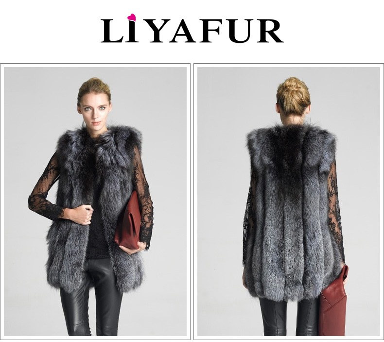 LIYAFUR-Women39s-100-Real-Genuine-Full-Pelt-Silver-Fox-Fur-Long-Vest-Waistcoat-Gilet-Vertical-Strip-32436418865