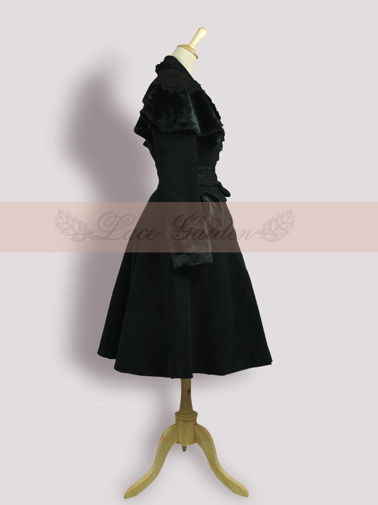 Lace-Garden-Branded-Gothic-Women39s-Wool-Coat-Black-Vintage-Long-Single-Breasted-Winter-Coat-with-Be-32767543816