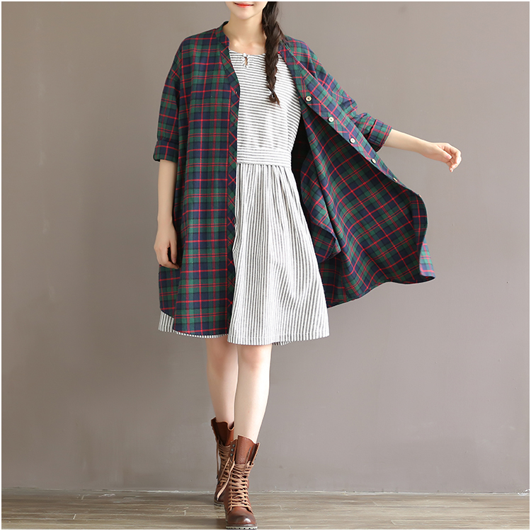 Long-Sleeve-Striped-Cotton-Linen-Dress-Spring-Autumn-Style-Women-Vintage-Loose-Round-Neck-One-Pocket-32724248379