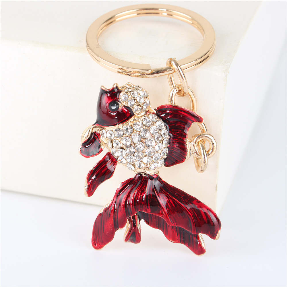 Lovely-Goldfish-Fish-Cute-Crystal-Rhinestone-Charm-Pendant--Purse-Car-Key-Ring-Keychain-Party-Favori-32374325447