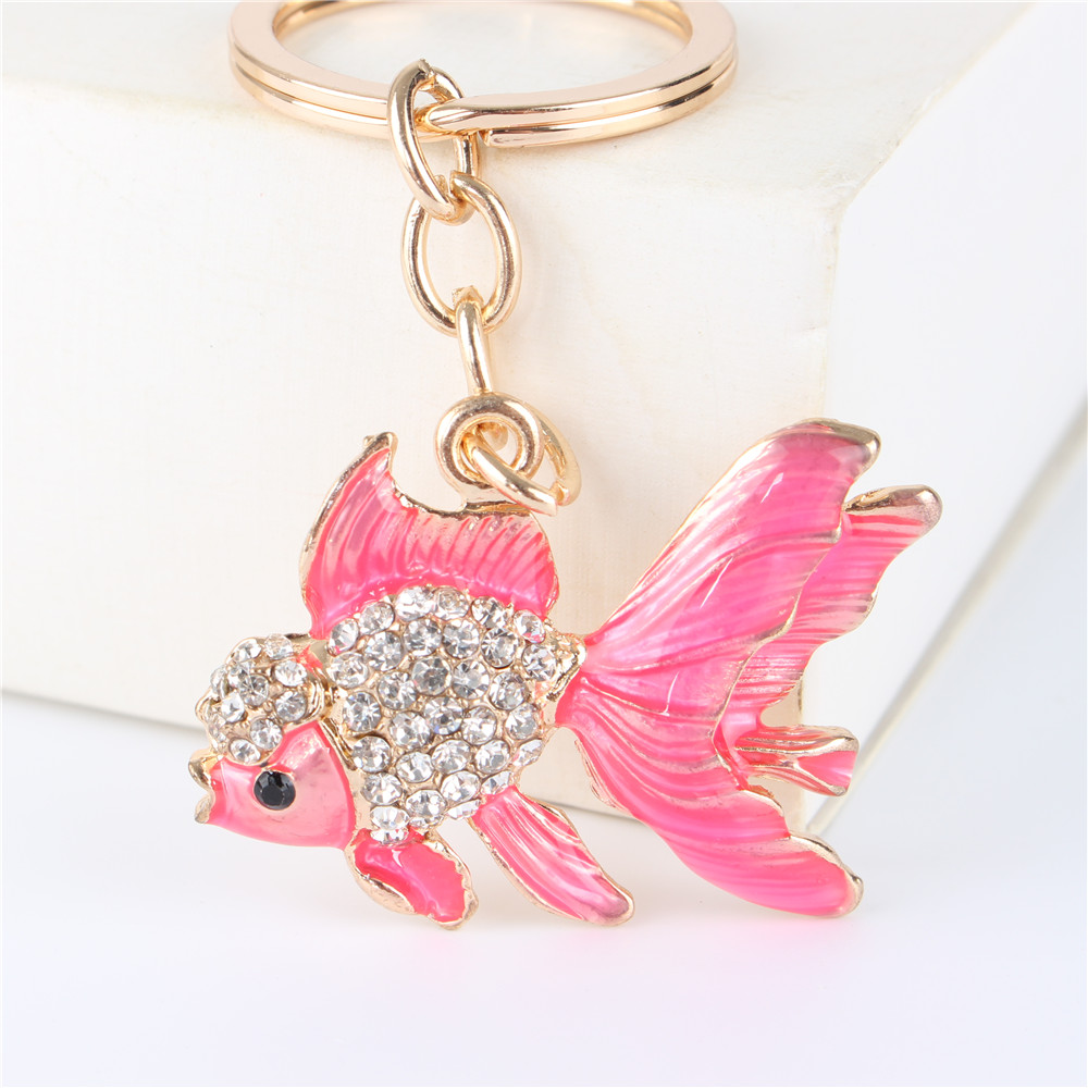 Lovely-Goldfish-Fish-Cute-Crystal-Rhinestone-Charm-Pendant--Purse-Car-Key-Ring-Keychain-Party-Favori-32374325447