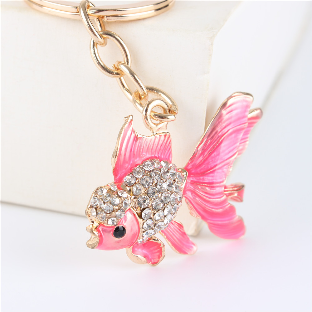 Lovely-Goldfish-Fish-Cute-Crystal-Rhinestone-Charm-Pendant--Purse-Car-Key-Ring-Keychain-Party-Favori-32374325447