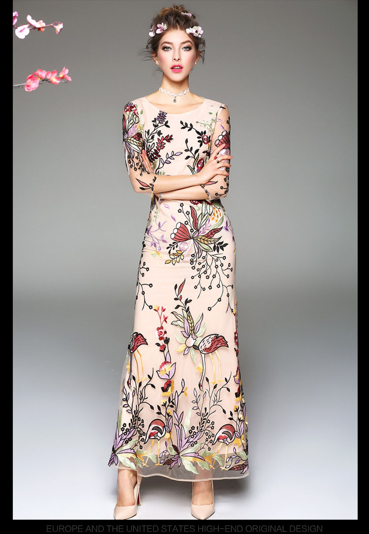 Luxury-New-Arrival-2018-Spring-Summer-Women39s-O-Neck-34-Sleeves-Embroidery-Elegant-Long-Runway-Dres-32790343283