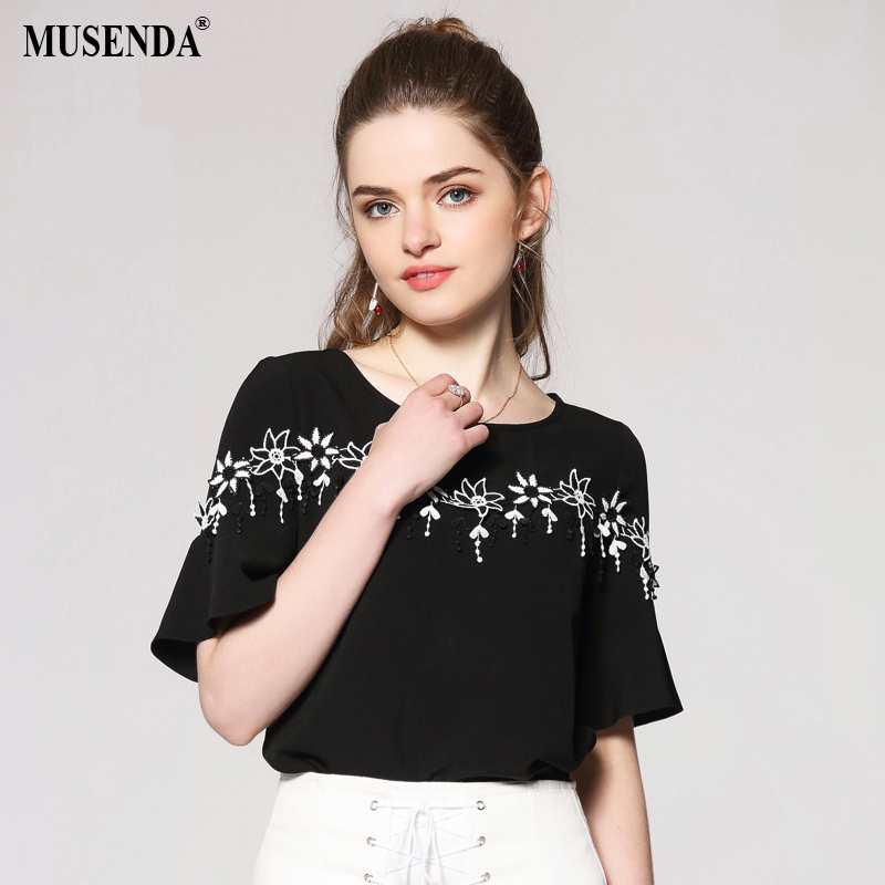 MUSENDA-Summer-Style-Women-Casual-Party-Vintage-Blue-Print-Short-Sleeve-White-Dresses-Fit-and-Flare--32424418216