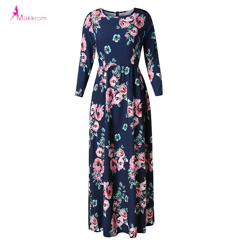 Makkrom-2017-Women-Dress-Spring-Autumn-Long-Dress-Flower-Printed-O-Neck-Party-Casual-Empire-Floor-Le-32792792540