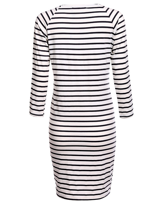 Meaneor-Women-Autumn-Striped-Dress-Bodycon-34-Sleeve-Casual-Slim-Pencil-Clothing-Black-White-Gray-wh-32722389853