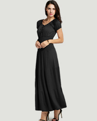 Meaneor-Women39s-Summer-Autumn-Casual-dress-V-Neck-Batwing-Sleeve-Solid-Lace-Up-Belted-Knee-Length-W-32729554993