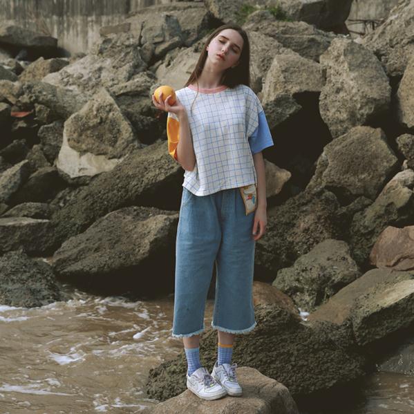 Merry-Pretty-New-Summer-Women-Letter-Embroidery-Plaid-t-shirt-Fashion-Patchwork-Design-T-shirts-Shor-32795144330