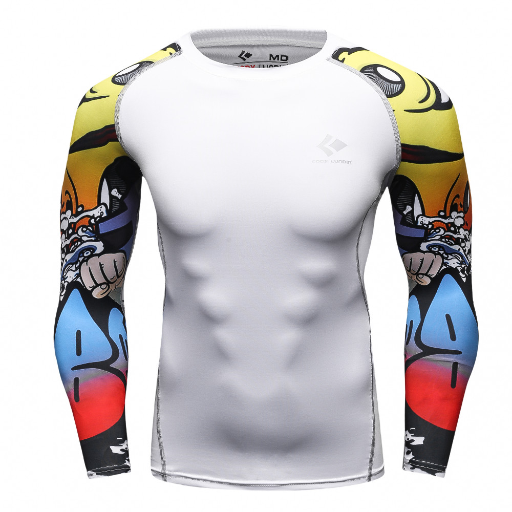 Muscle-Men-Compression-Tight-T-shirt-Long-Sleeves-Double-Sides-Prints-MMA-Rashguard-Fitness-Base-Lay-32748289825