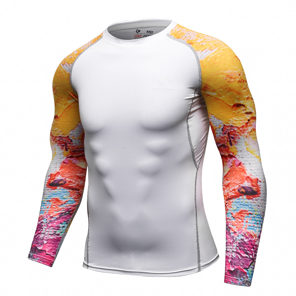 Muscle-Men-Compression-Tight-T-shirt-Long-Sleeves-Double-Sides-Prints-MMA-Rashguard-Fitness-Base-Lay-32748289825