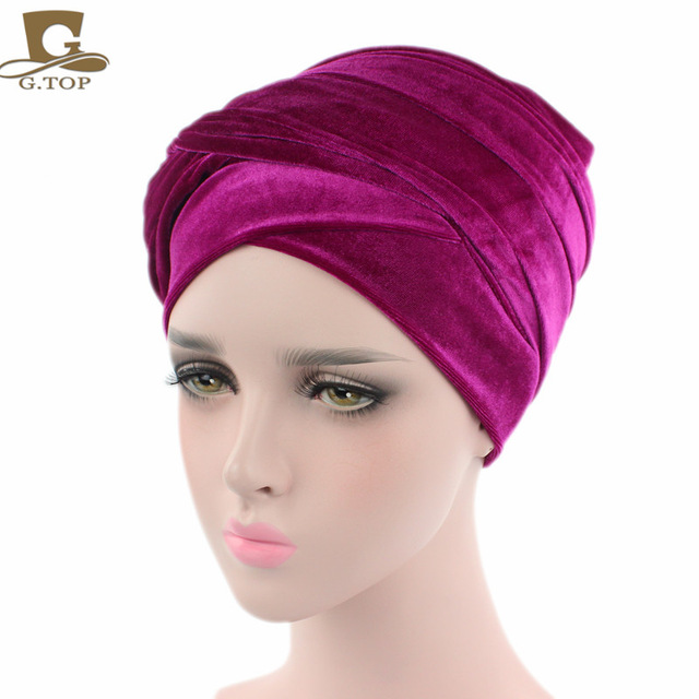 NEW-Fashion-women-Luxury-pleated-velvet-Turban-hijab-Head-Wrap-Extra-Long--tube-indian-Headwrap-Scar-32742335255