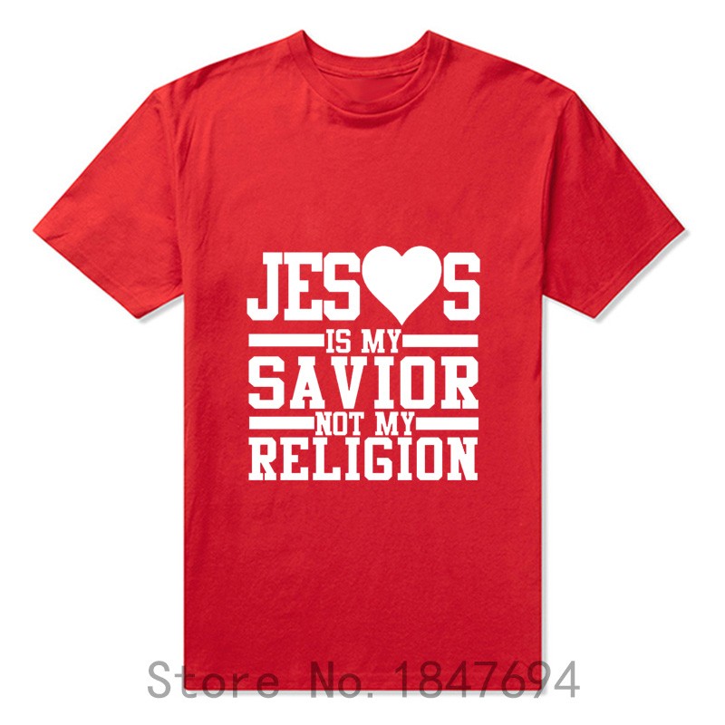 NEw-Fashion-Men39s-T-Shirt-quot-Jesus-Is-My-Savior-Not-My-Religion-quot-Printed-T-Shirt-cotton-100-F-32485674409