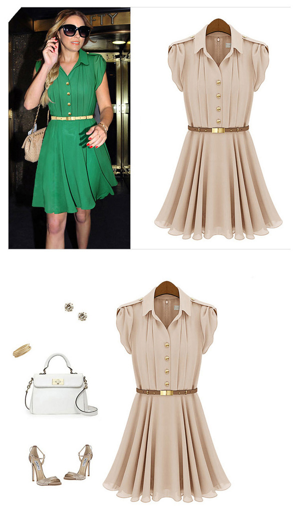 New-2014-Fashion-Women-Summer-Spring-Dress-Lapel-Single-Breasted-Tunic-Chiffon-Casual-Dress-Green-Pi-1647947476