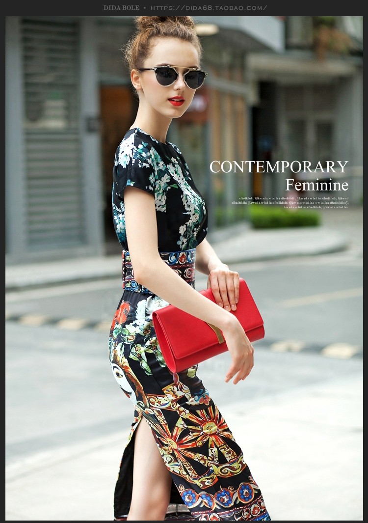 New-2016-Designer-Runway-Summer-style-Sheath-Dress-High-Quality-Women39s-Short-sleeve-Vintage-Print--32684459660