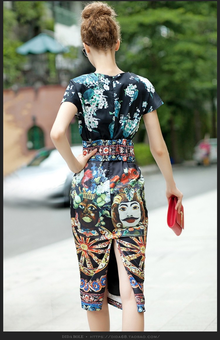 New-2016-Designer-Runway-Summer-style-Sheath-Dress-High-Quality-Women39s-Short-sleeve-Vintage-Print--32684459660