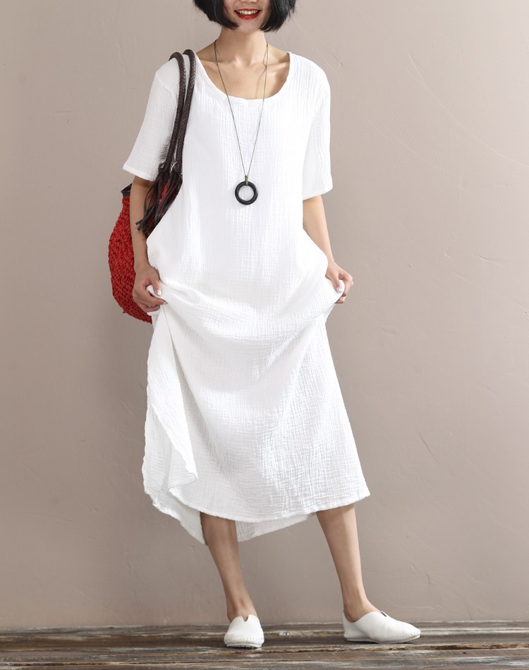 New-2017-Summer-Arts-style-High-Quality-cotton-linen-Robe-white-Dress-Women-Vintage-Short-sleeve-Loo-32791136885